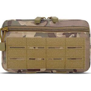 Molle Admin Pouch, EDC Utility Tool Pouch with 1*Tactical Gear Clip and 1*Patch